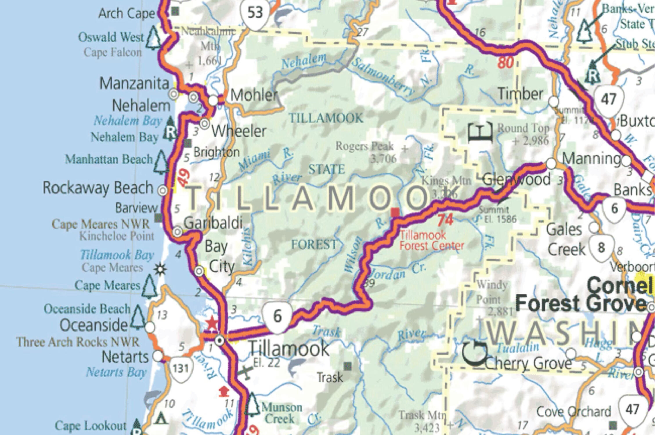 Detail of Oregon State Highway Map produced for the Oregon Department of Transportation